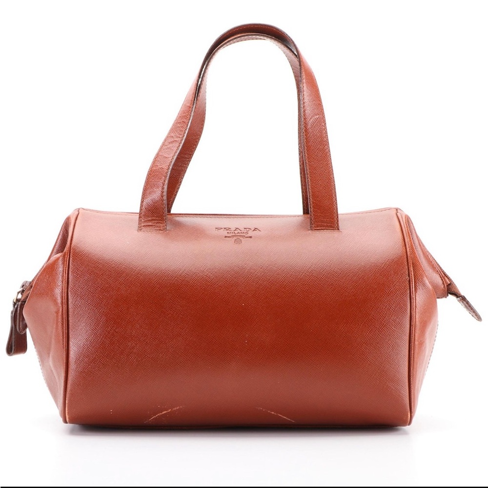 Vintage Prada Handbag in Brown Saffiano Leather